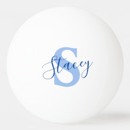 ブルーモノグラム名とイニシャル 卓球ボール