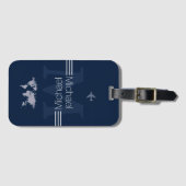 ブルーモノグラム名イニシャル旅行 ラゲッジタグ (正面横)
