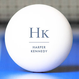 ブルーモノグラム名パーソナライズされたネイビーとホワイト 卓球ボール