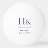 ブルーモノグラム名パーソナライズされたネイビーとホワイト 卓球ボール (裏面)