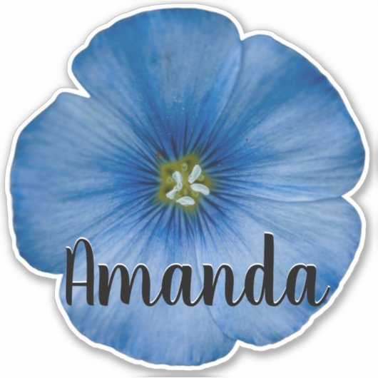 ブルーモノグラム名花自然植物かわいいかわいらし シール (正面)