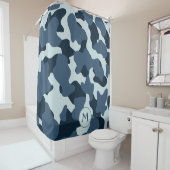 ブルーモノグラム大きな牛の斑点 シャワーカーテン (インサイチュ)