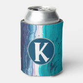 ブルーモノグラム抽象芸術 缶クーラー (缶正面)