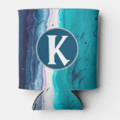 ブルーモノグラム抽象芸術 缶クーラー (正面)