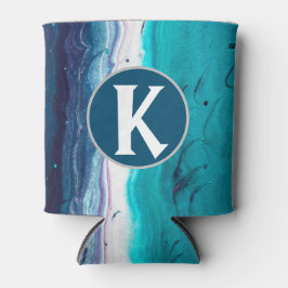 ブルーモノグラム抽象芸術 缶クーラー