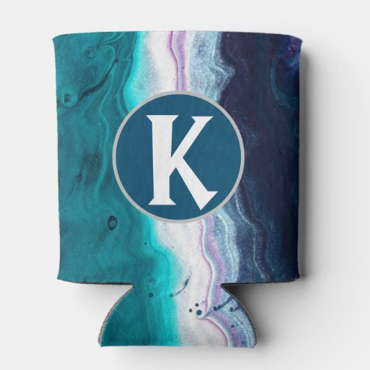 ブルーモノグラム抽象芸術 缶クーラー (裏面)