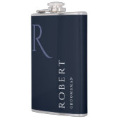 ブルーモノグラム男らしgroomsmenギフト フラスク (左)