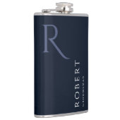 ブルーモノグラム男らしgroomsmenギフト フラスク (右)