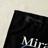 ブルーモノグラム白黒水玉模様ビーチタオル ビーチタオル (インサイチュ)