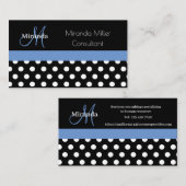 ブルーモノグラム白黒水玉模様 名刺 (正面/裏面)