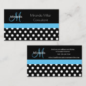 ブルーモノグラム白黒水玉模様 名刺 (正面/裏面)