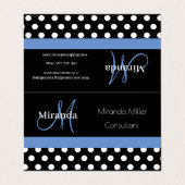 ブルーモノグラム白黒水玉模様 名刺 (外部フラット)