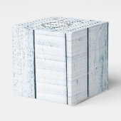 ブルーモノグラム素朴結婚式の引き出物ボックス フェイバーボックス (正面サイド)