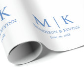 ブルーモノグラム結婚ズ ラッピングペーパー (ロールコーナー)