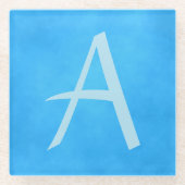 ブルーモノグラム美しい ガラスコースター (正面)