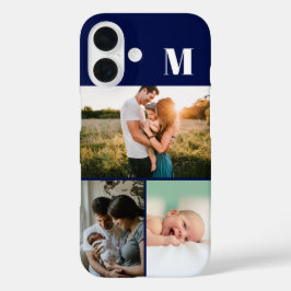 ブルーモノグラム3枚フォトコラージュ iPhone 16ケース