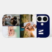 ブルーモノグラム3枚フォトコラージュ Case-Mate iPhoneケース (裏面 (横))