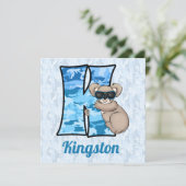 ブルーモノグラムKキッズバースデーパーティー 招待状 (スタンド正面)