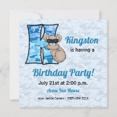 ブルーモノグラムKキッズバースデーパーティー 招待状 (裏面)
