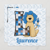 ブルーモノグラムLキッズバースデーパーティー 招待状 (正面/裏面)