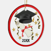 ブルーモルタルおよび卒業証書 セラミックオーナメント (左)