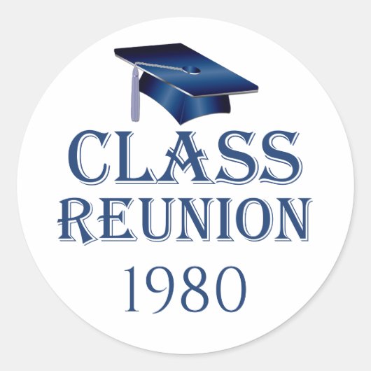 ブルーモルタルキャップ、クラス懇親会任意の年ステッカー ラウンドシール (正面)