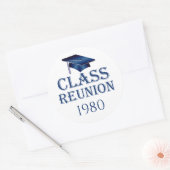 ブルーモルタルキャップ、クラス懇親会任意の年ステッカー ラウンドシール (封筒)