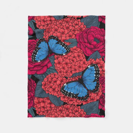 ブルーモルフォ庭園 フリースブランケット (正面)