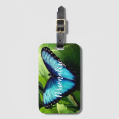 ブルーモルフォ蝶の写真旅行荷物タグ ラゲッジタグ (正面縦)
