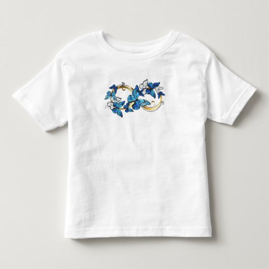 ブルーモルフォ蝶の無限大のシンボル トドラーTシャツ (正面)