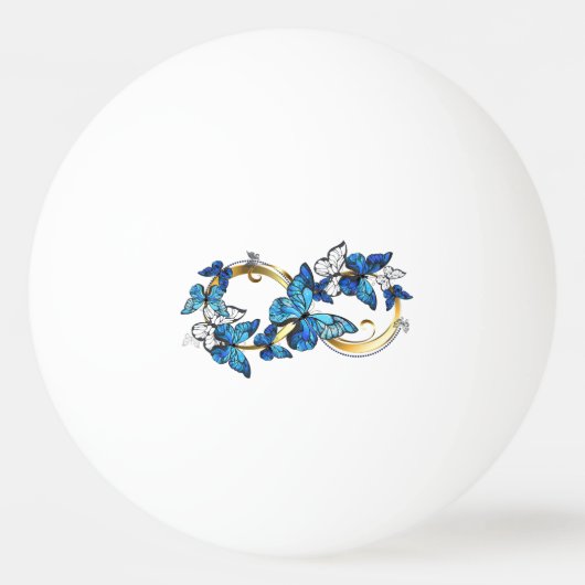 ブルーモルフォ蝶の無限大のシンボル 卓球ボール (正面)