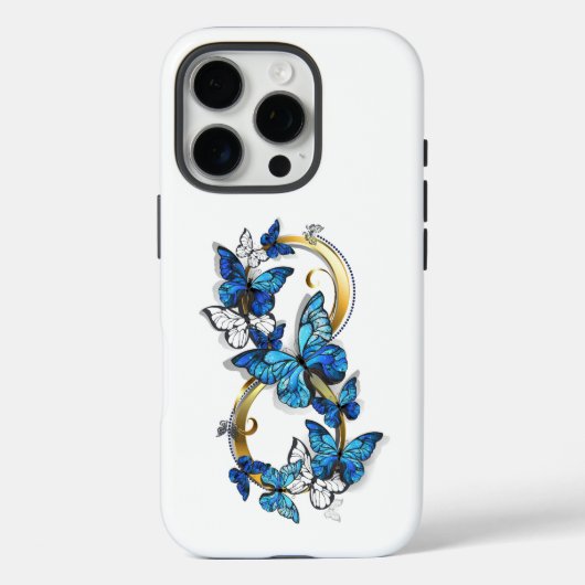 ブルーモルフォ蝶の無限大のシンボル Case-Mate iPhoneケース (裏面)