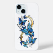 ブルーモルフォ蝶の無限大のシンボル Case-Mate iPhoneケース (裏面)