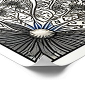  ブルーモルフォ蝶の花の植物画  ポスター (角)