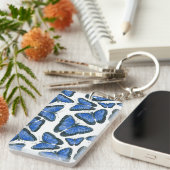 ブルーモルフォ蝶パターンデザイン キーホルダー (正面右)