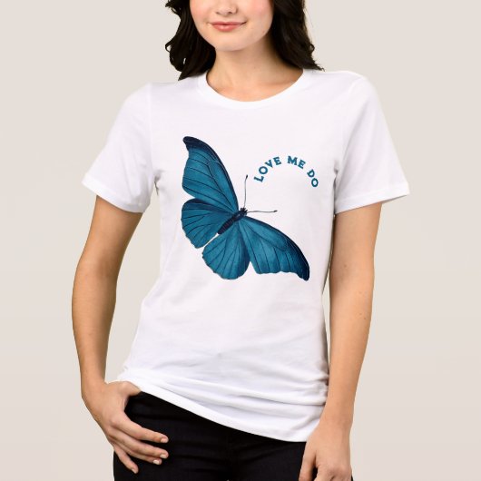 ブルーモルフォ蝶Love Me Do トライブレンドＴシャツ (正面)
