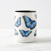 ブルーモルホバタフライイラストレーション ツートーンマグカップ (中央)