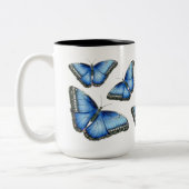 ブルーモルホバタフライイラストレーション ツートーンマグカップ (左)