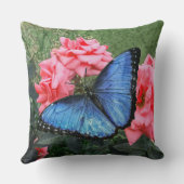 ブルーモルホバタフライフローラ自然アート クッション (裏面)