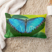 ブルーモルホバタフライフローラ自然アート ランバークッション (ブランケット)