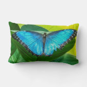 ブルーモルホバタフライフローラ自然アート ランバークッション (裏面)
