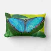 ブルーモルホバタフライフローラ自然アート ランバークッション (正面)
