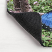 ブルーモルホバタフライ素朴デザイン マウスパッド (コーナー)