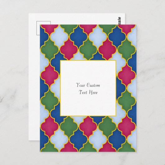 ブルーモロッカンタイルエレガントカスタム ポストカード (正面/裏面)