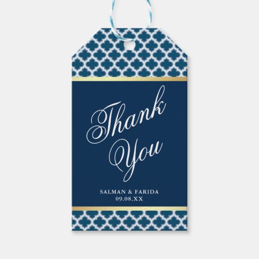 ブルーモロッコクローバーパタ結婚ーン ギフトタグ (正面)