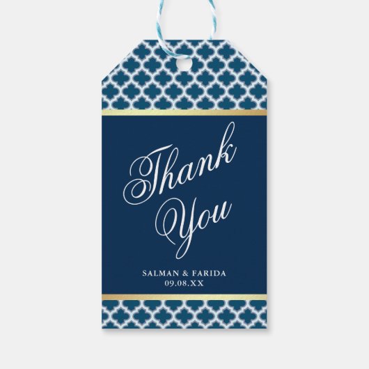 ブルーモロッコクローバーパタ結婚ーン ギフトタグ (裏面)