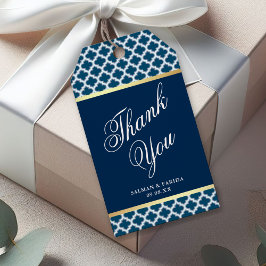 ブルーモロッコクローバーパタ結婚ーン ギフトタグ