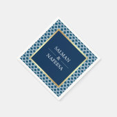ブルーモロッコクローバーパタ結婚ーン スタンダードカクテルナプキン (角)