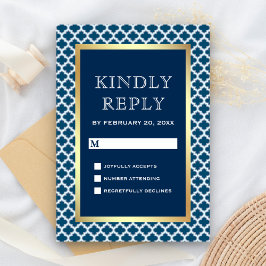 ブルーモロッコクローバーパタ結婚ーン 出欠カード