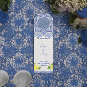 ブルーモロッコタイルボトルハンガーラベルとレモン ボトルネックタグ